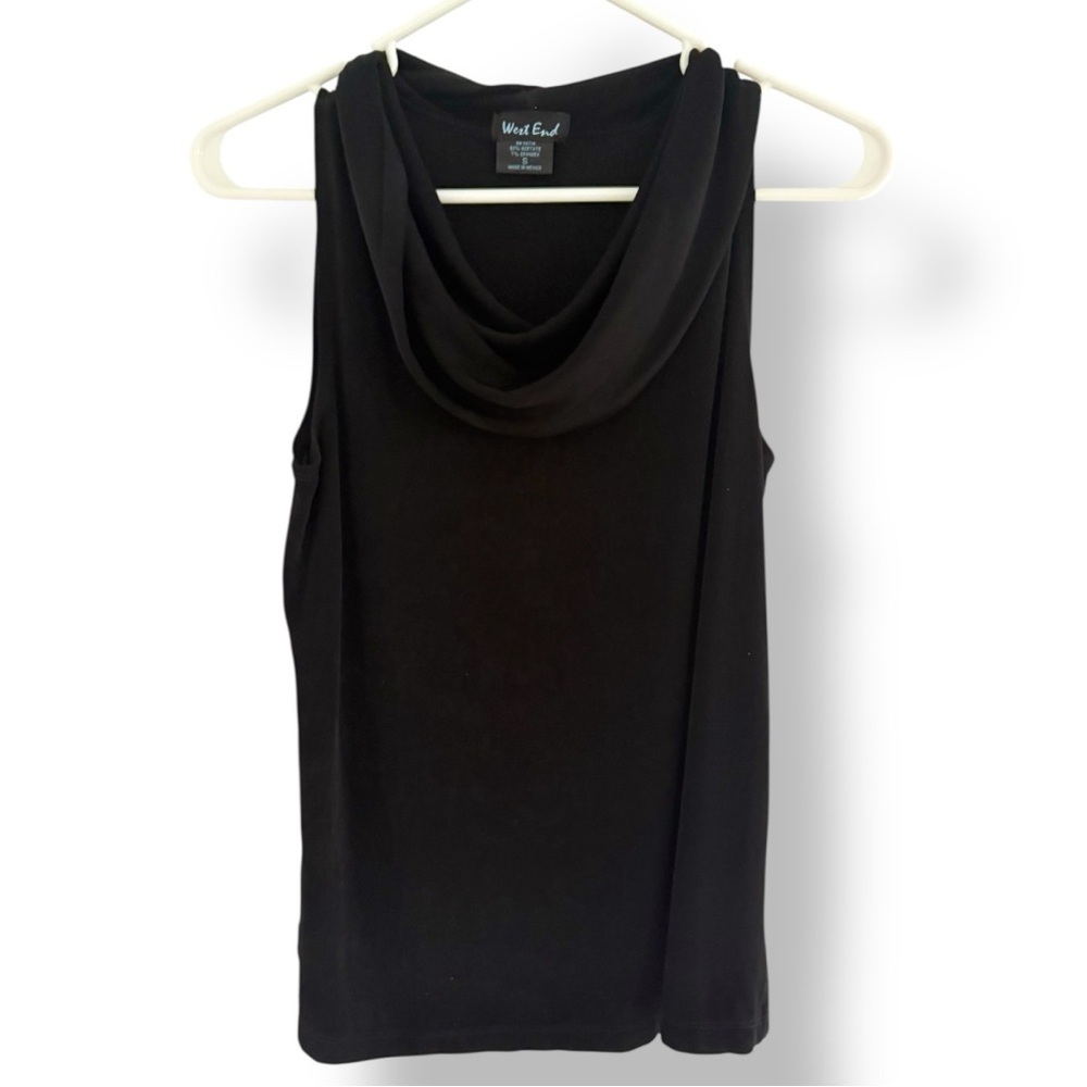 90s / Y2K Black Cowl Neck Sleeveless Tank West End